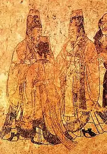 Image 12Tang dynasty mural from Li Xian's tomb in Qianling showing Han nobility clothing of the era. (from Chinese culture)