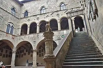 Stairs and inner courtyard of the Bargello in Florence (begun 1255)