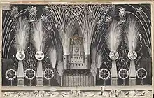 Drawing of a fireworks design from the 18th century.