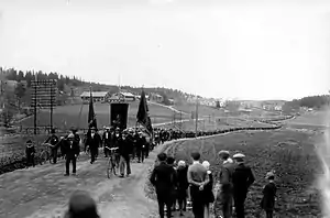 Image 29Striking workers march moments before the Swedish military opened fire, killing five workers during the Ådalen shootings.