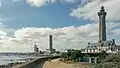 Chronology of lighthouses at Pointe de Saint-Pierre from left to right: „Vieille tour", Phare de Penmarc’h and Phare d'Eckmühl