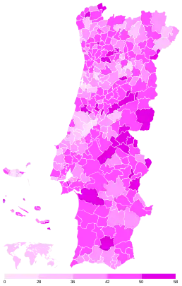 Share of the Socialist Party (PS) by municipality