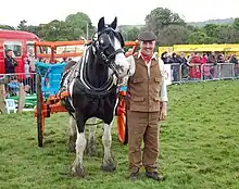 Image 8Mr Pack dressed in traditional Yorkshire attire takes his horse, Danny, for a turn of the field in front of the crowd at Otley Show. (from Culture of Yorkshire)