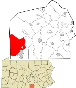 Location in Adams County and the state of Pennsylvania.