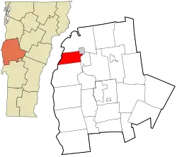 Location in Addison County and the state of Vermont.