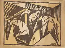 Albert Gleizes, 1915, Retour de Bois-le-Prêtre, wood engraving, 39 x 50 cm, published in Le mot, n. 20, 1 July 1915