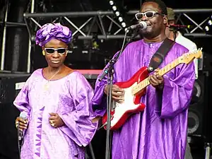 Image 35Malian musical duo Amadou et Mariam are known internationally for their music, combining Malian and international influences. (from Culture of Mali)