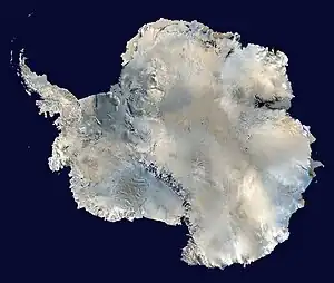 Image 9AntarcticaPhoto credit: NASAAntarctica, the continent surrounding the Earth's South Pole, is the coldest place on earth and is almost entirely covered by ice. Antarctica was discovered in late January 1820. Too cold and dry to support virtually any vascular plants, Antartica's flora presently consists of around 250 lichens, 100 mosses, 25-30 liverworts, and around 700 terrestrial and aquatic algal species.More selected pictures