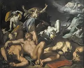 Apollon and Diana punishing Niobe by Killing her Children, by Abraham Bloemaert, 1591