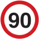 Maximum speed limit (90&nbsp;km/h)