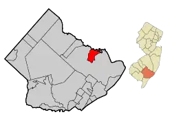 Map of Port Republic in Atlantic County. Inset: Location of Atlantic County in the State of New Jersey.