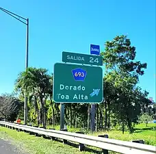 PR-22 west at exit 24 to PR-693 in Maguayo, Dorado