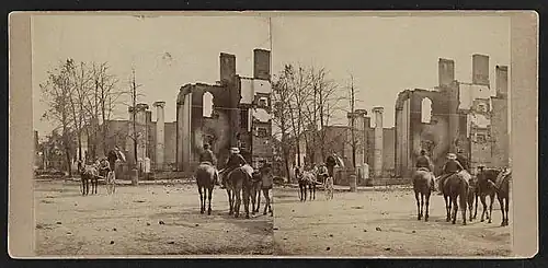 Old picture of burnt town.