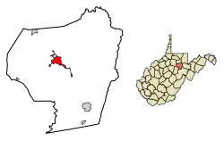 Location of Philippi in Barbour County, West Virginia.