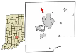 Location of Taylorsville in Bartholomew County, Indiana.