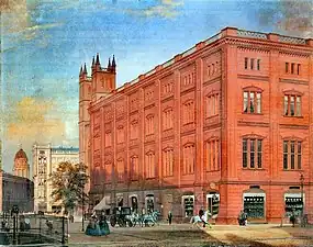 The Berlin Bauakademie, by Karl Friedrich Schinkel (1832–36), is considered one of the forerunners of modern architecture due to its hithertofore relatively streamlined facade of the building