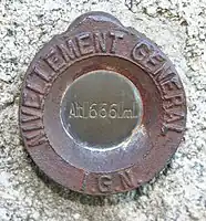 Benchmark in Saint Goussaud, Limousin, France