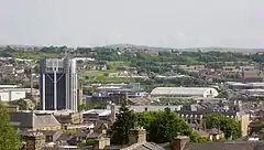 Blackburn skyline and the administrative centre of the borough, looking south towards Darwen