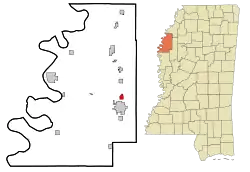 Location of Renova, Mississippi