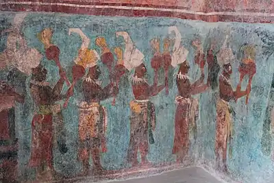 Fresco mural, Temple of the Murals at Bonampak (c. 790)