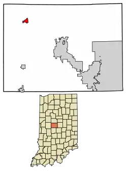 Location of Thorntown in Boone County, Indiana.