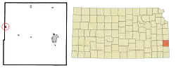 Location within Bourbon County and Kansas