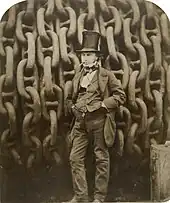 Image 2919th-century engineer Isambard Kingdom Brunel by the launching chains of the SS Great Eastern (from Engineer)