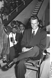 Image 11Evangelical revivalist Billy Graham in 1954 (from Evangelicalism in the United States)