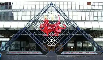 The main entrance to the Cardiff International Arena in 2007