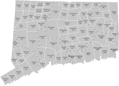 Image 18A map showing Connecticut's towns in 1770. (from History of Connecticut)