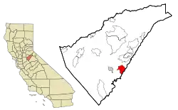 Location in Calaveras County and the state of California