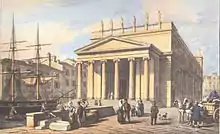 1854 drawing by Marco Moro. The channel still reached the Sant'Antonio church