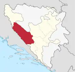 Location of Herzeg-Bosnian Canton