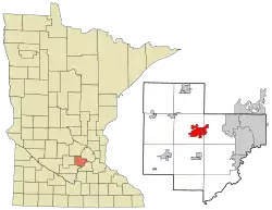 Location of the city of Waconiawithin Carver County, Minnesota