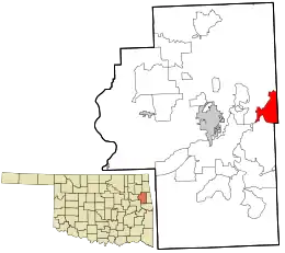 Location within Cherokee County and the state of Oklahoma