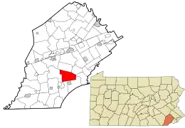 Location in Chester County and the state of Pennsylvania.