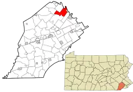 Location in Chester County and the state of Pennsylvania.