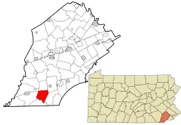 Location in Chester County and the state of Pennsylvania.