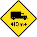PF-7Length restriction ahead (vehicles over 10 metres (33 ft) long)