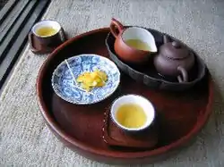 Image 3A traditional Chinese tea culture (茶艺，茶藝) set and three gaiwan. (from Chinese culture)