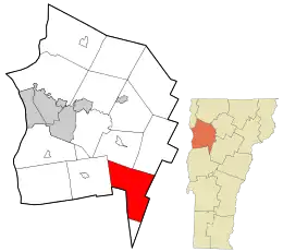 Location in Chittenden County and the state of Vermont.