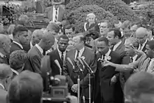 Image 26Leaders of the March on Washington speak to the news media after meeting with President Kennedy at the White House. (from March on Washington for Jobs and Freedom)