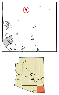 Location of Willcox in Cochise County, Arizona
