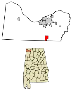 Location of Littleville in Colbert County, Alabama.