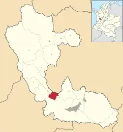 Location of the municipality and town of La Virginia in the Risaralda Department of Colombia.