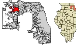 Location of Elgin in Kane and Cook County, Illinois