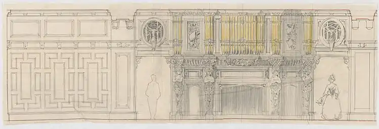 Architectural drawing of Idle Hour's interior, c. 1900-1901