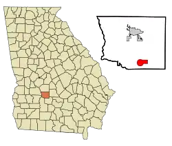 Location in Crisp County and the state of Georgia