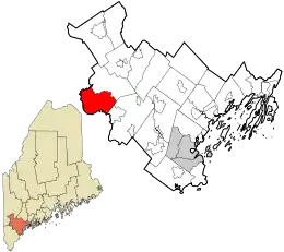 Location in Cumberland County and the state of Maine.