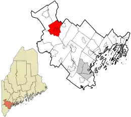 Location in Cumberland County and the state of Maine.